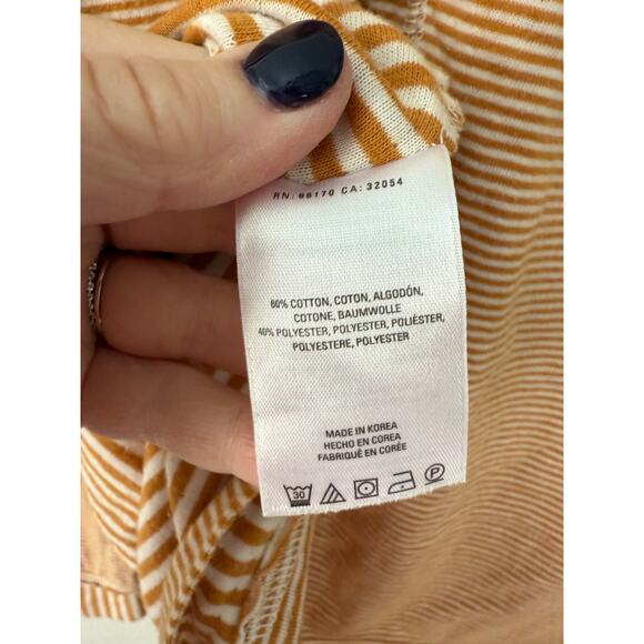 Maeve Funnel Cowl Neck Long Sleeve Brown and Cream Stripped Tunic Size M - Picture 5 of 5